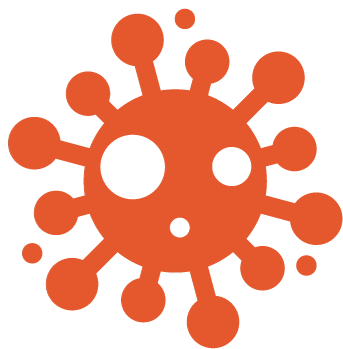 Dizzy, the Outbreaks mascot — a stylized orange pathogen